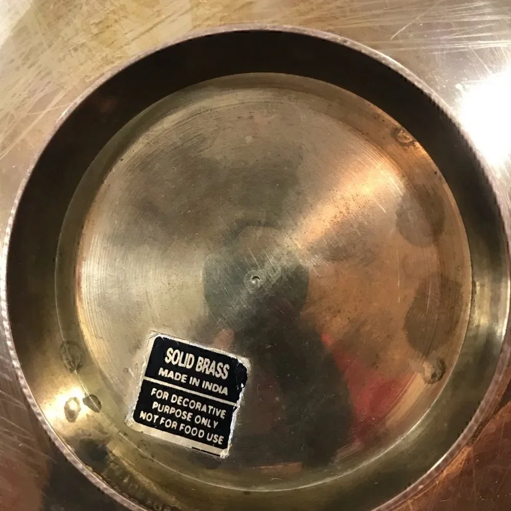 VINTAGE mid-century Engraved Brass Catch all plate
